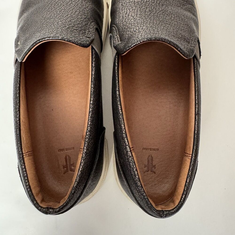 Frye Women’s Ivy Slip On Sneaker Leather Size 9 Pewter Grey Metallic - Picture 6 of 11